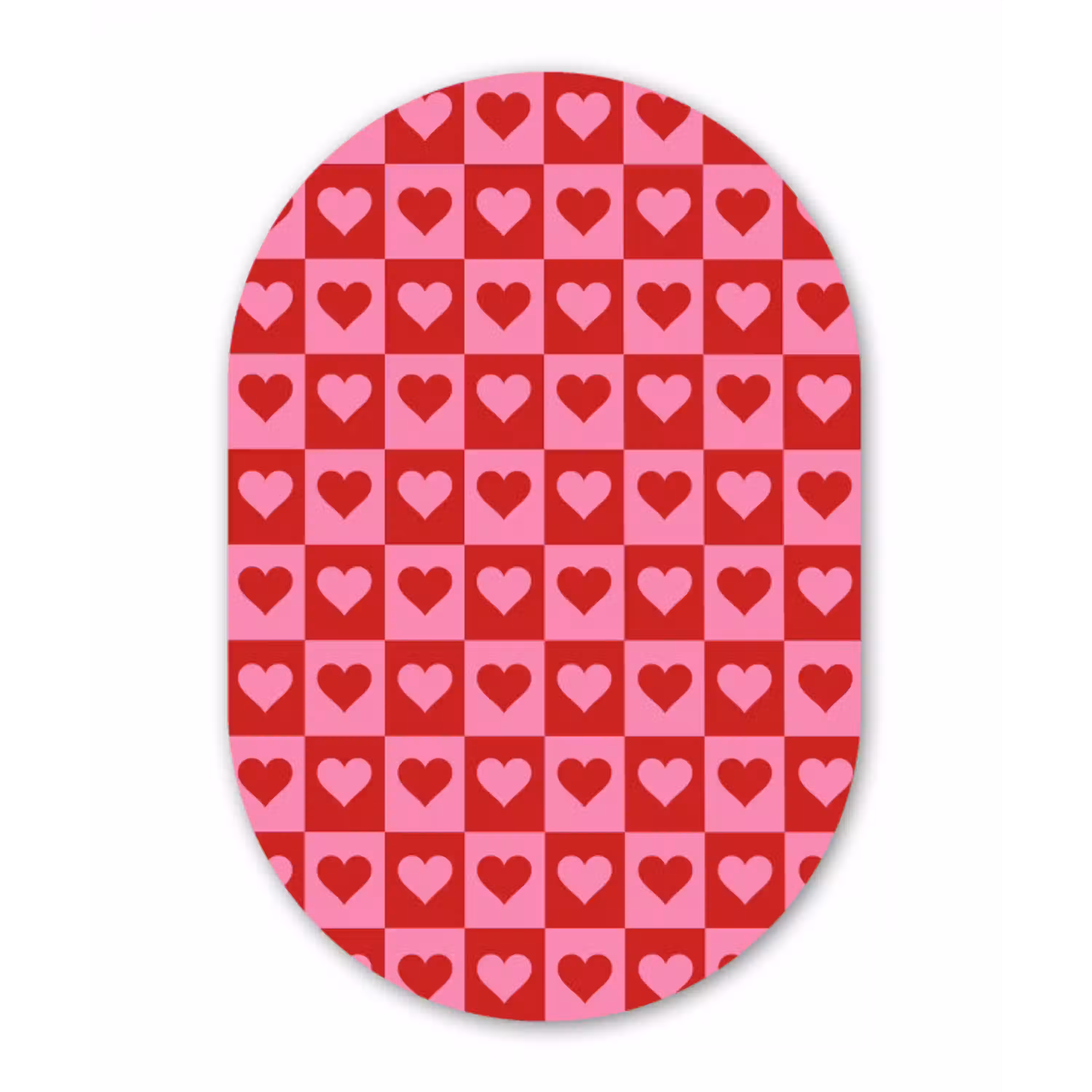 Rood - Roze - Schaakbord - Valentijn Wandcirkel Ovaal Aluminium middel -3d