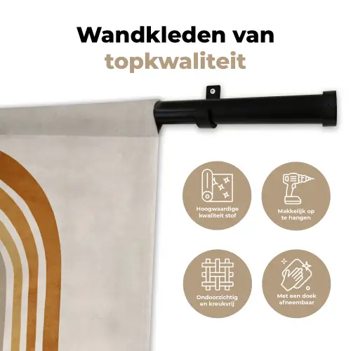 Minimalistisch - Boog - Lijnen - Beige Wandkleed katoen klein -sfeer2