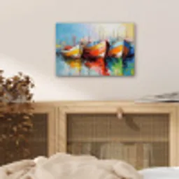 Boten - Kunst - Kleuren - Schilderij aluminium wit klein -sfeer3