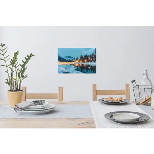 Winterlandschap - Natuur - Huis - Bergen - Sneeuw Muursticker klein -eettafel