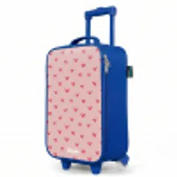Hartjespatroon met roze kleuren Kinderkoffer - Blauw klein -productfoto_schuin