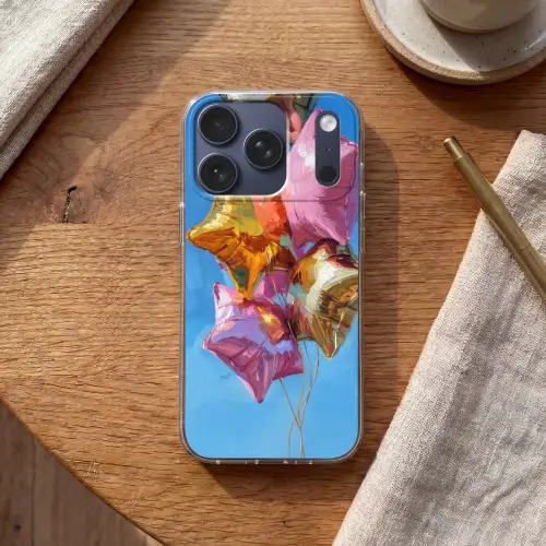 Ballonnen - Goud - Stervorm - Roze Telefoonhoesje iPhone 17 Pro klein -sfeer1