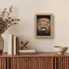 Leeuw - Graffiti - Dieren - Zwart Light Box met kabel (Tafellamp) klein -sfeer2