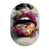 Lippen - Graffiti - Expressief Wandcirkel Ovaal Forex klein -3d