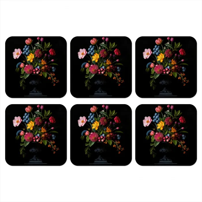 Bloemen - Vrolijk - Vaas onderzetter kurk middel -3d