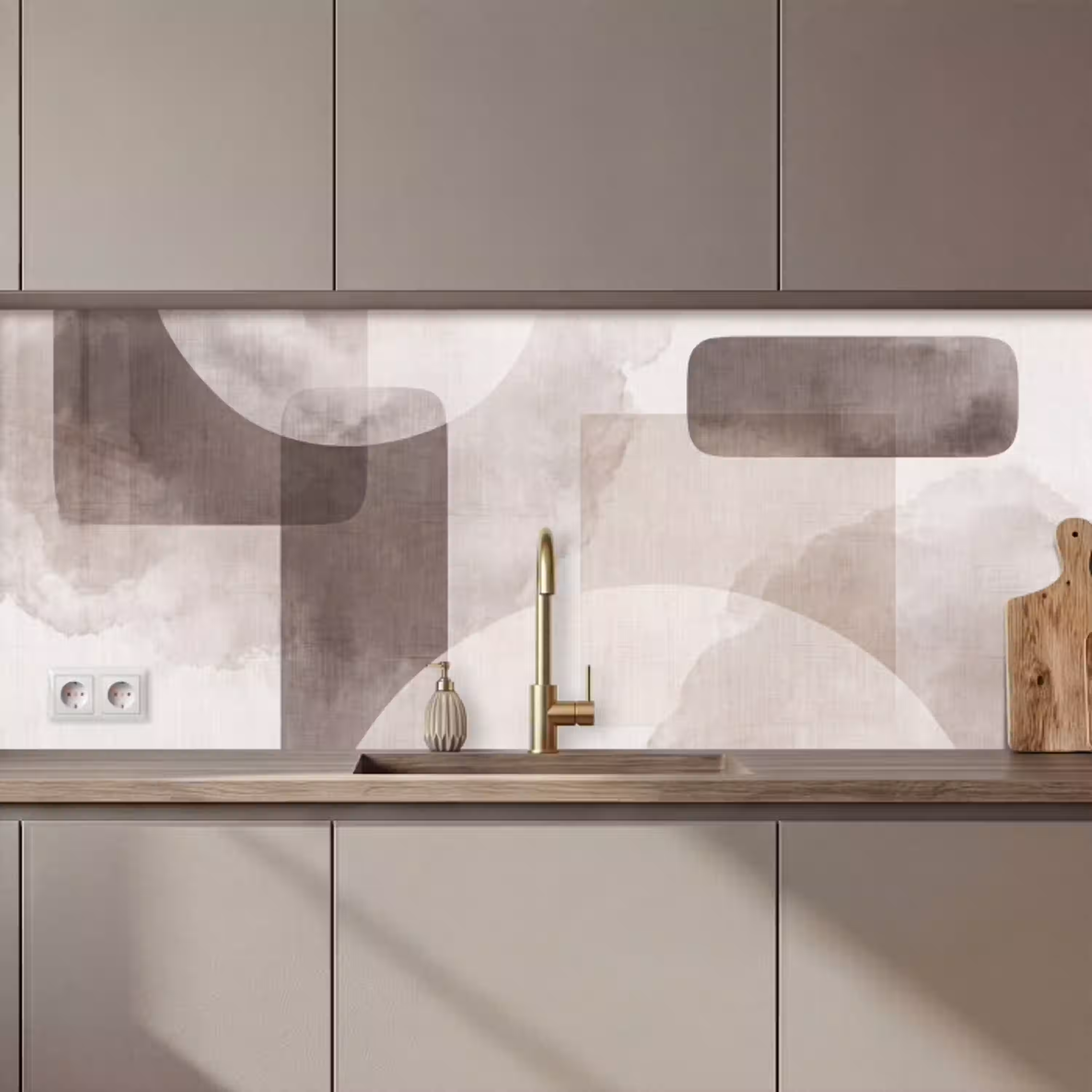 Abstracte vormen - Beige keuken achterwand 2 middel zz_3dshopping