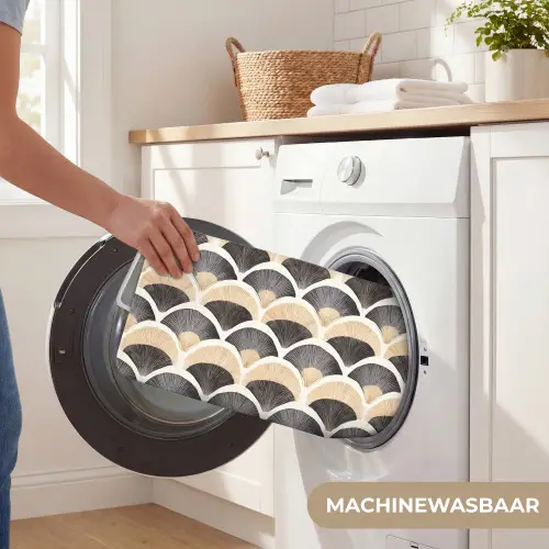 Waaier - Patroon - Zwart - Beige WCmat klein 1009 -USP_WasbaarNL