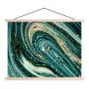 Marmerlook - Luxe - Goud - Turquoise - Glitter textielposter latten blank klein -3d