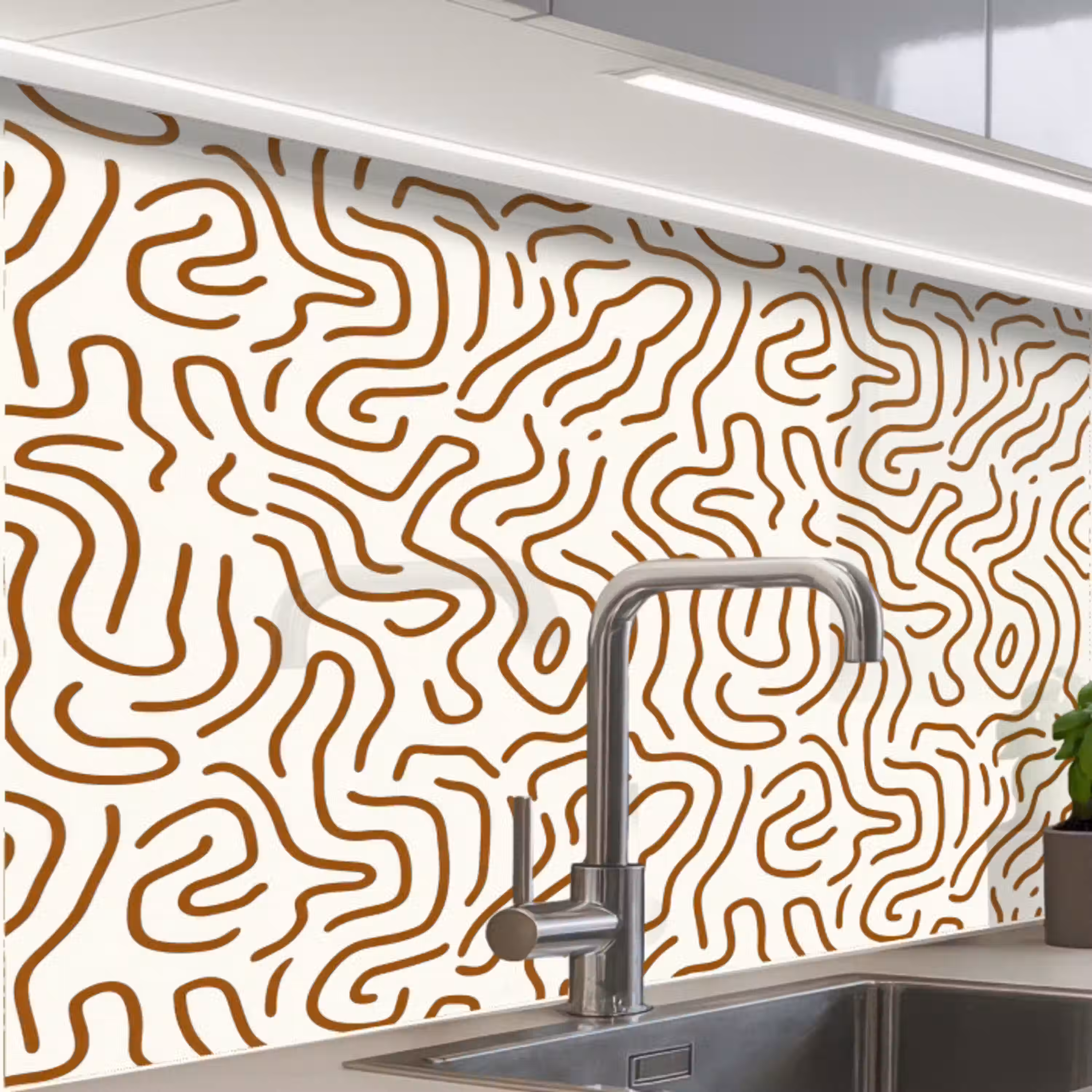 Minimalistisch - Patroon - Terracotta keuken achterwand 2 middel 865 -zzzz3d_schuin