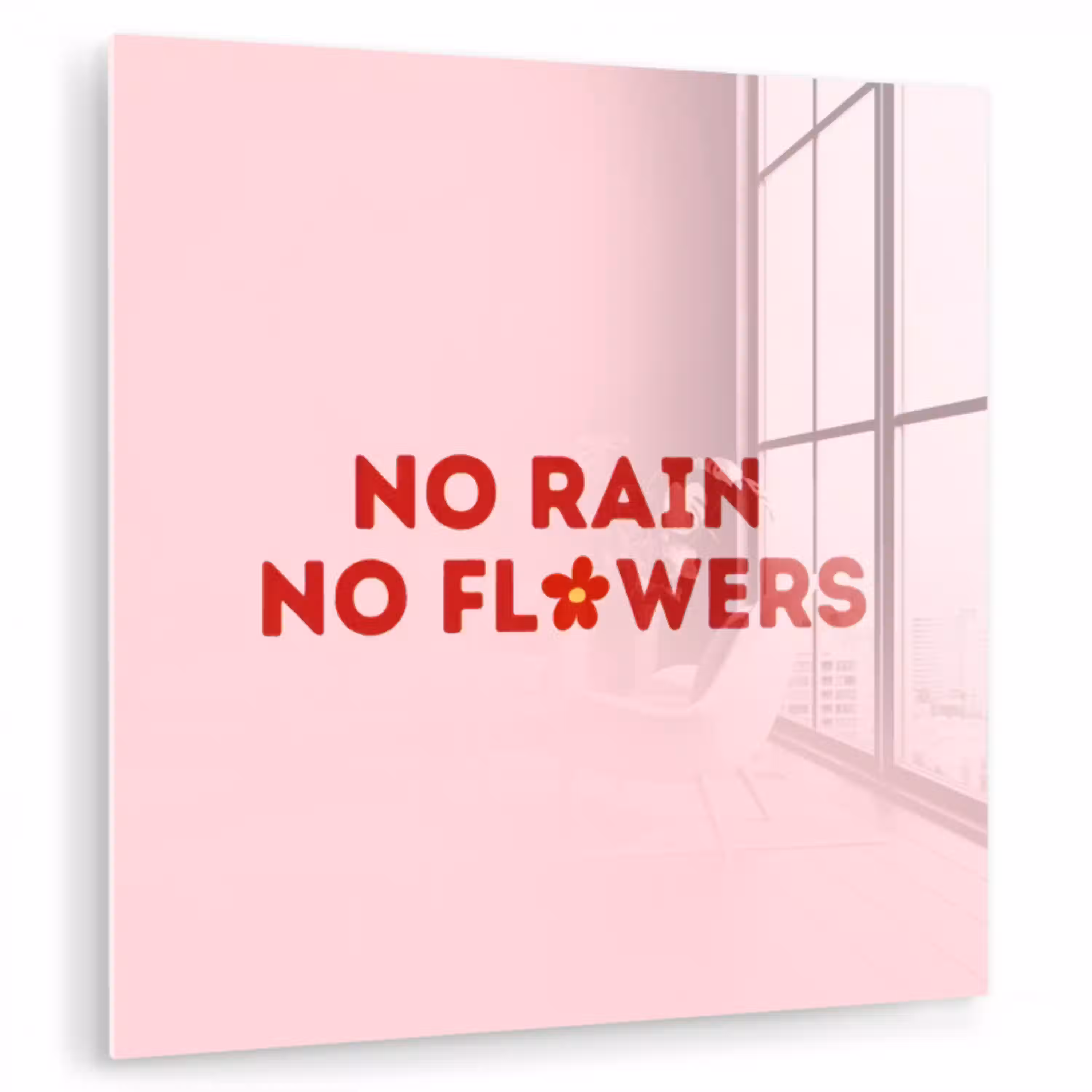 No rain no flowers - Minimalistisch - Roze - Bloem plexiglas 5mm klein -zzzproduct_nieuw