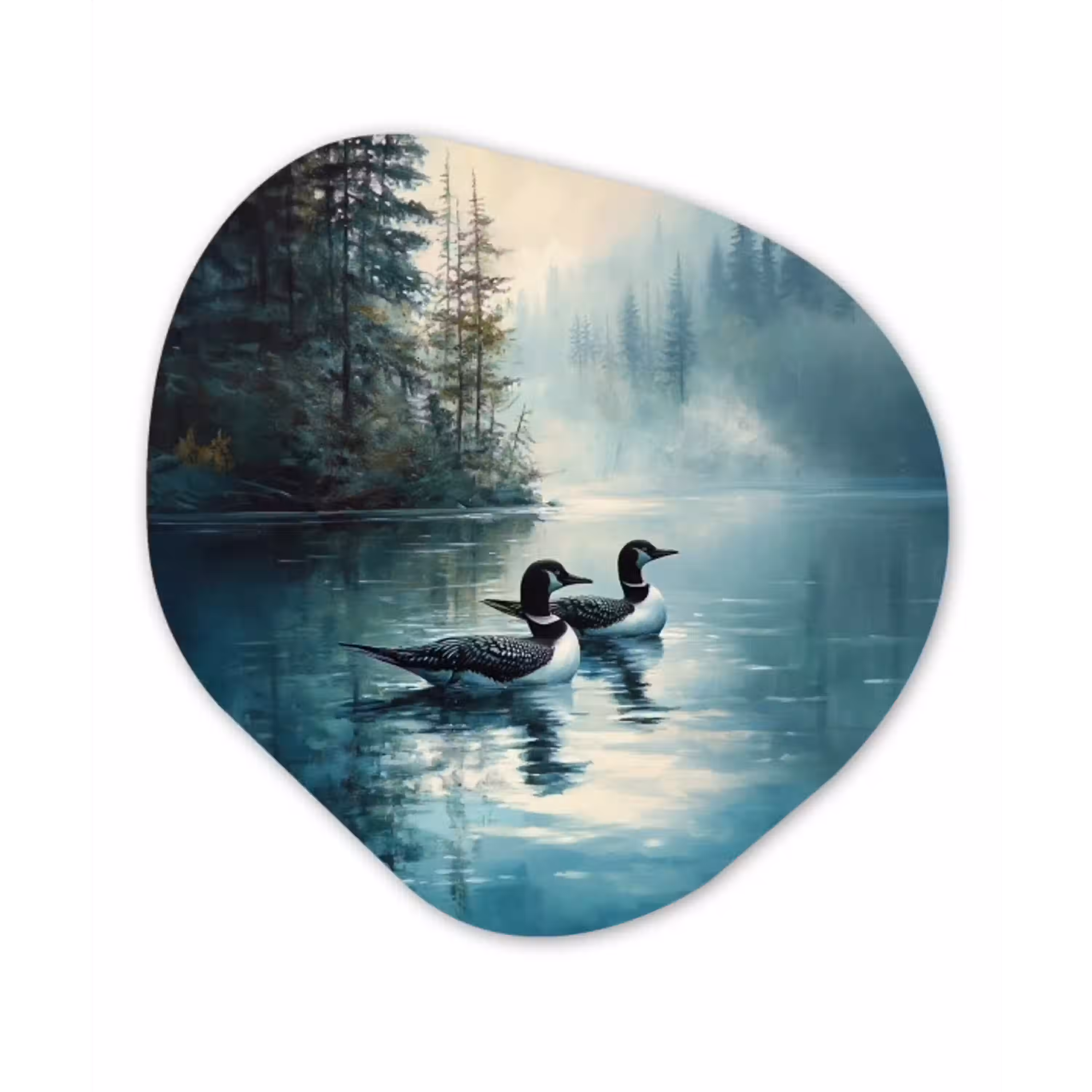Bos - Water - Eenden - Mistig Wandcirkel Organisch Plexiglas middel -3d
