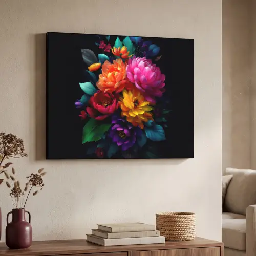 Boeket - Bloemen - Kleur Textielframe zwart klein -sfeer3