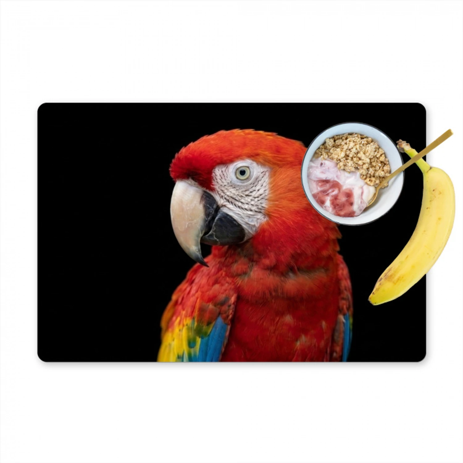 Ara - Portret - Rood Placemat vinyl groot -zzzproduct_Kitchenyeah-website