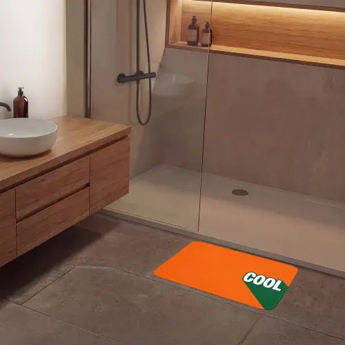 Cool - Oranje - Groen Badmat klein -sfeer2