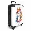 Witte Eemhoorn met Kleurrijke Manen en Verfspatten NBS - Handbagage koffer - Unisex middel -productfoto_3d