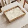 Beige - Reliëfstructuur - Natuursteen Dienblad Rechthoek middel 911 -sfeer1