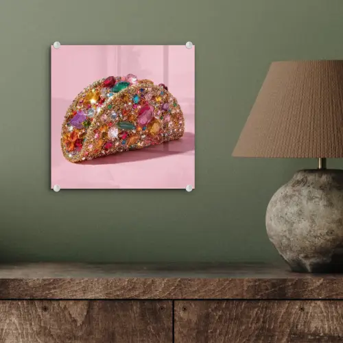 Taco - Kleurrijk - Edelstenen - Goud plexiglas 5mm klein -sfeer3