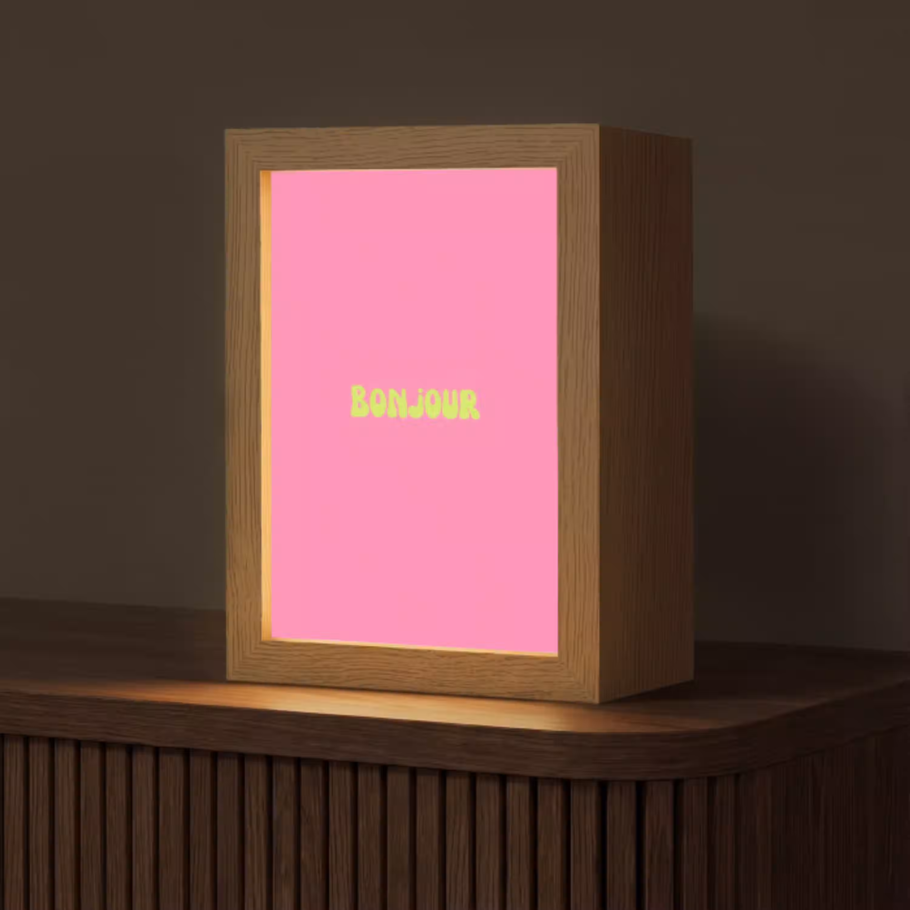Roze - Groene bonjour - Organisch Light Box met kabel (Tafellamp) klein -z3d_website