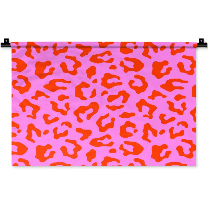 Panter - Rood - Roze Wandkleed katoen klein 269 -zz3d
