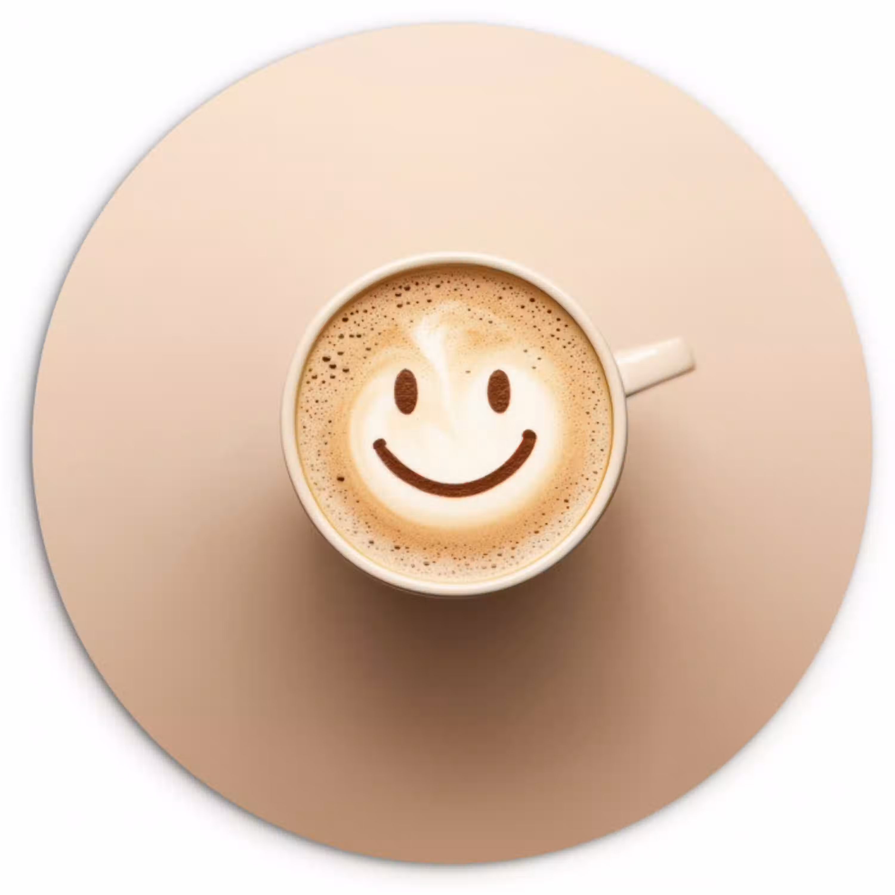 Koffie - Melkschuim - Lach - Beige Wandcirkel kunststof plaat 5mm dik klein -3d