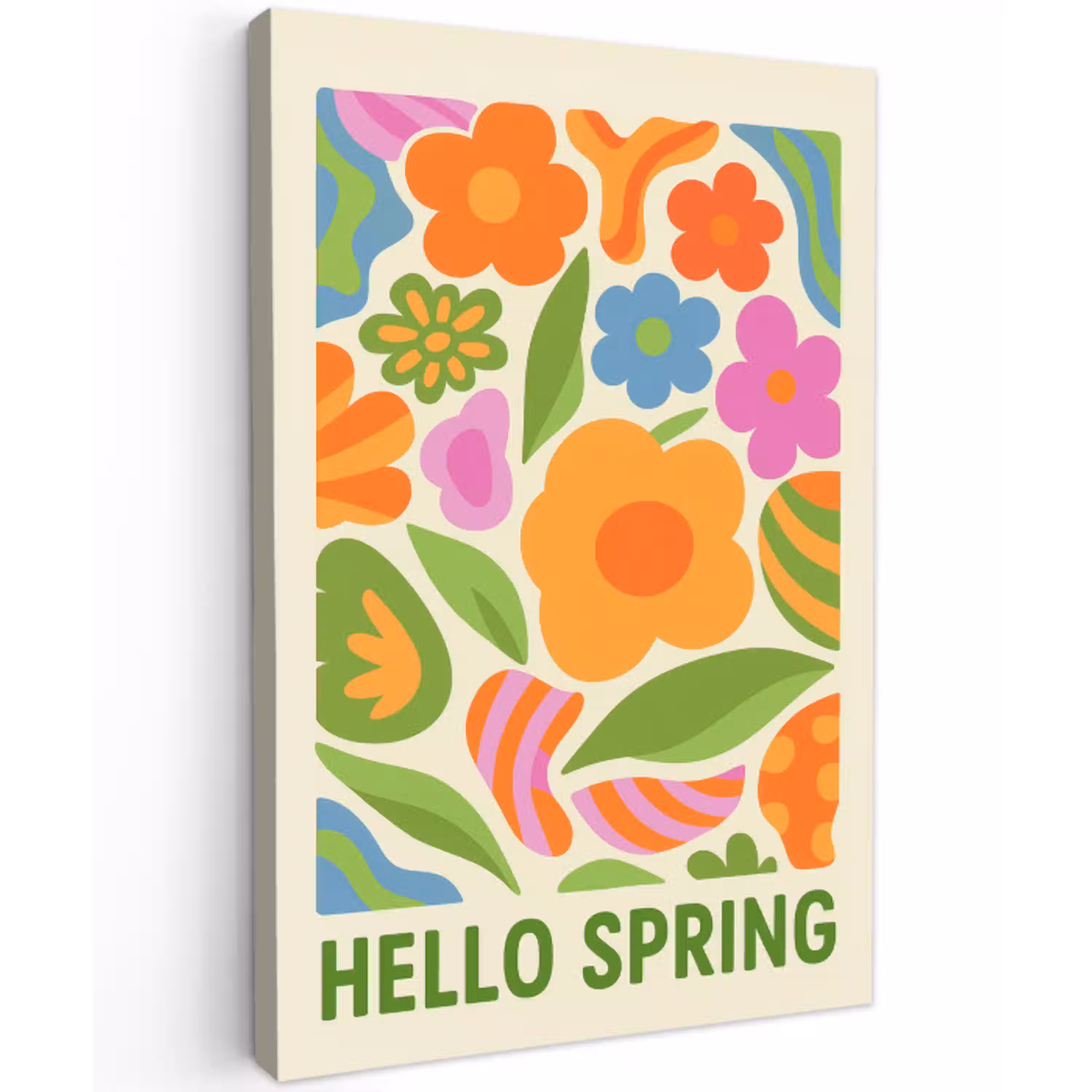 Illustratie - Bloemen - Quote - Kleurrijk Tuinposter op houten frame 2 cm dik klein -3d