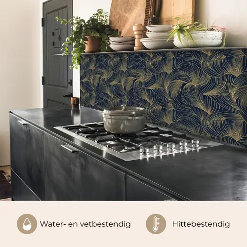 Abstract - Lijnen - Blauw - Goud keuken achterwand 2 middel 871 -usp_NL