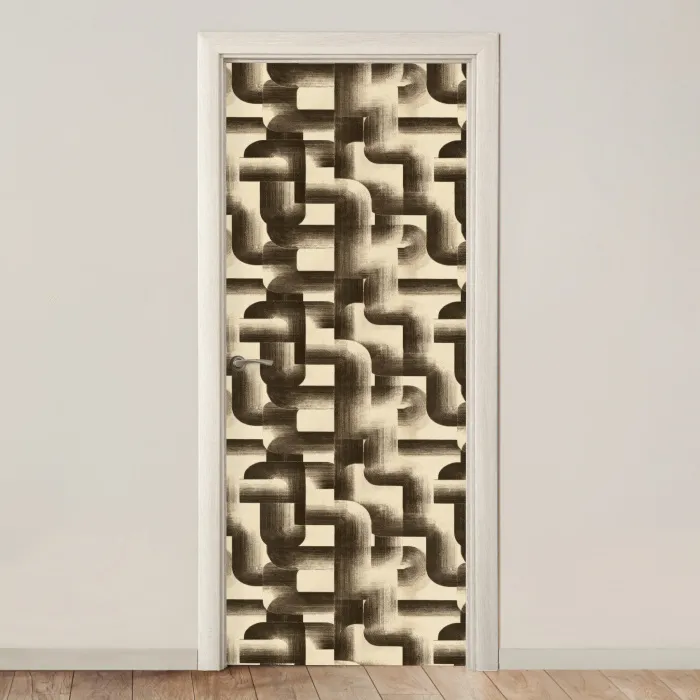 Abstract - Retro - Zwart deurposter klein 289 -3d_beige