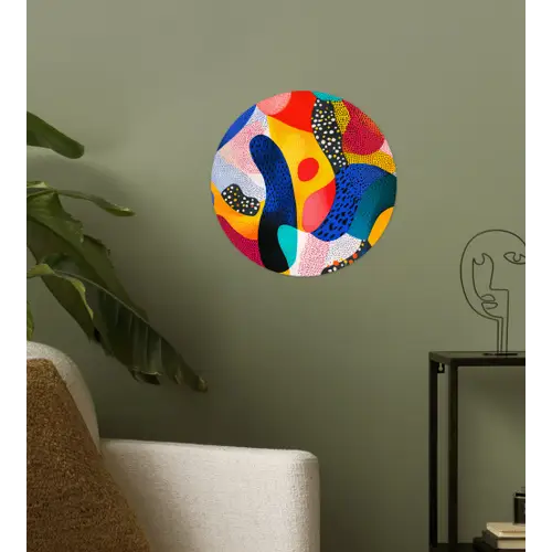 Vormen - Abstract - Stippels - Blauw Wandcirkel behangsticker klein -sfeer2
