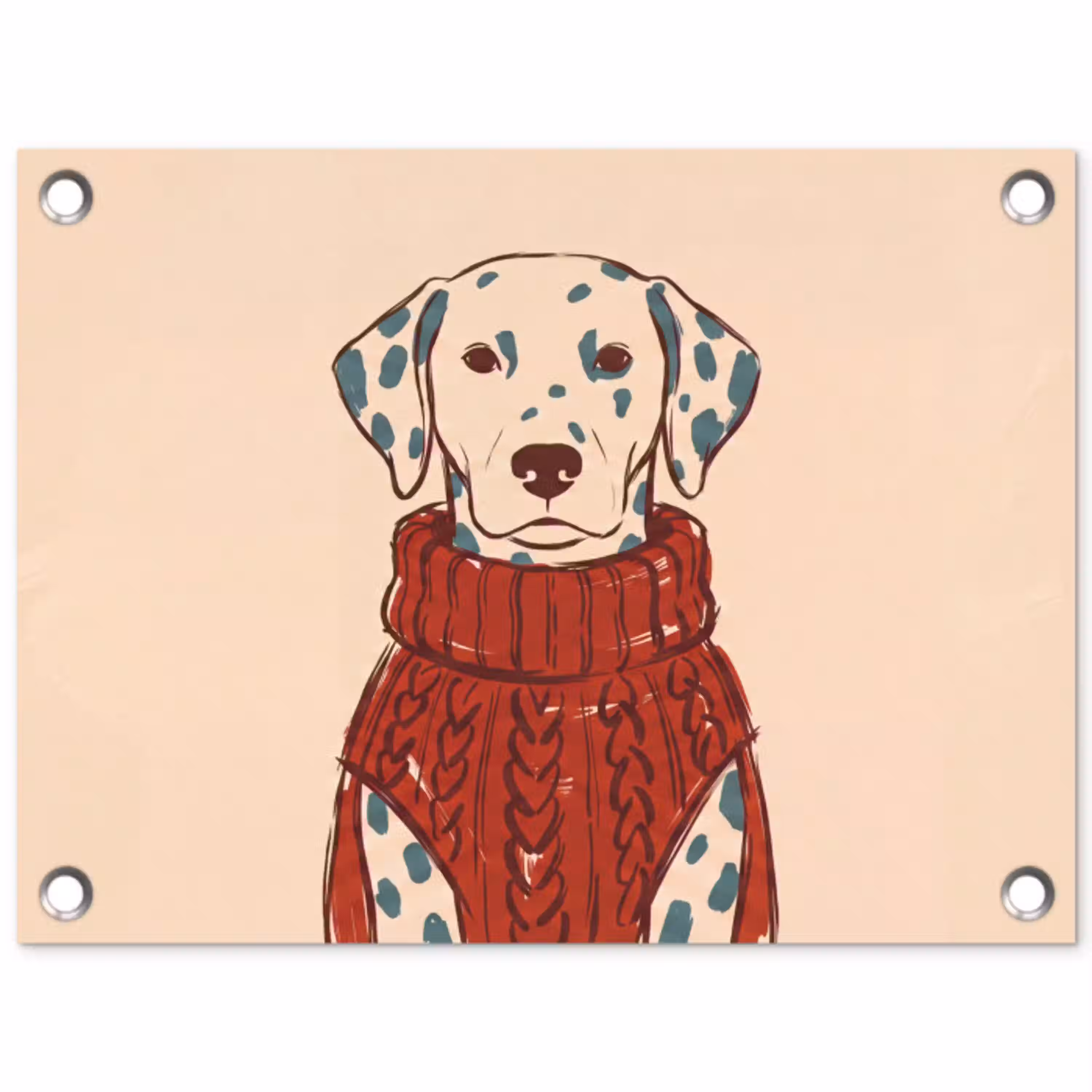 Hond - Trui - Winter - Dieren - Rood tuinposter los doek klein -3d