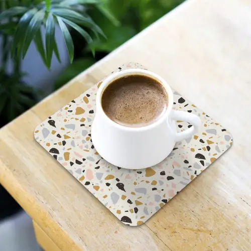 Terrazzo -  Patroon - Neutraal - Zacht - Multi onderzetter kurk middel 366 -sfeer5
