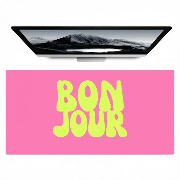 Bonjour - Roze - Fel groen Muismat XXL klein -zzz3d