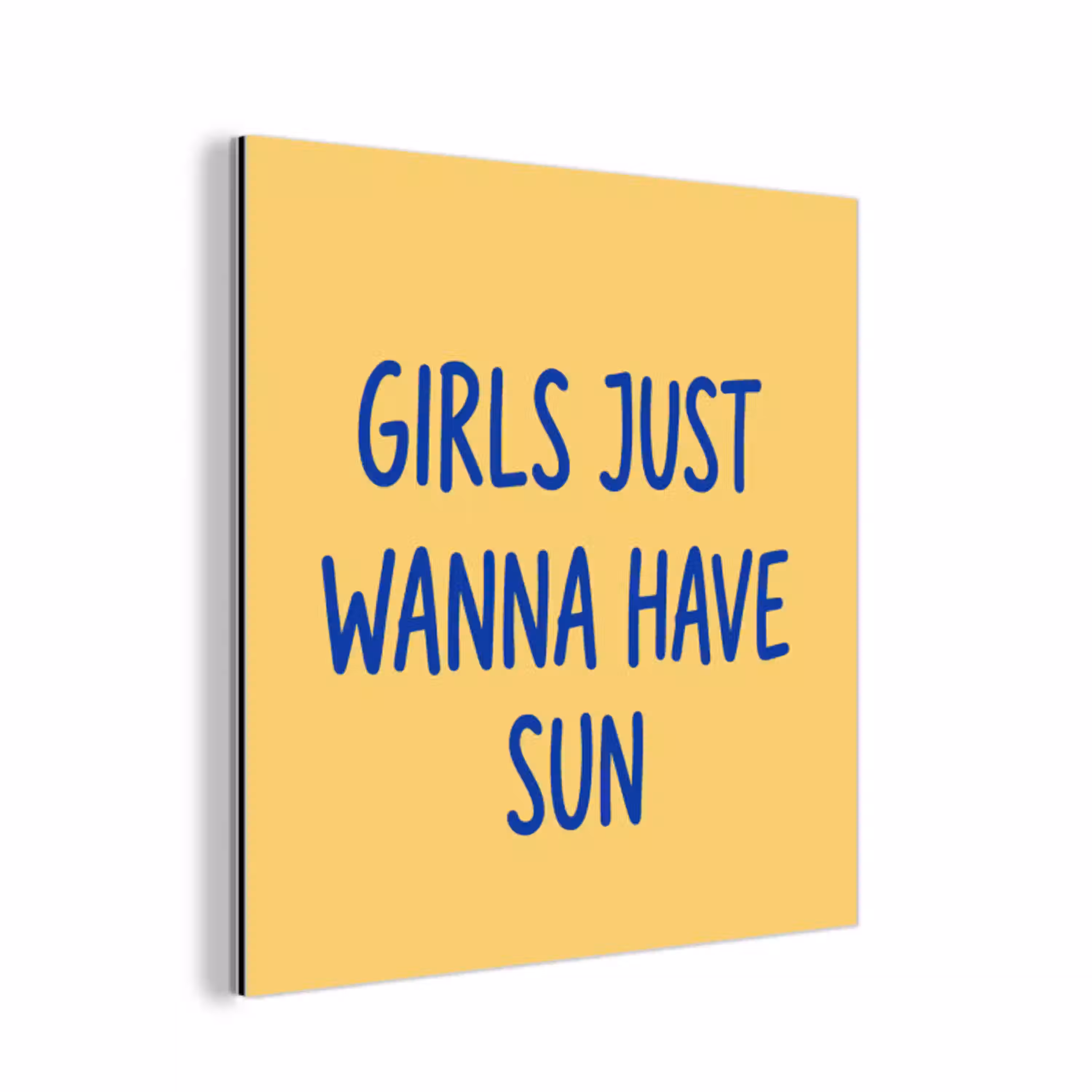 Tekst - Zon - Zomer - Modern - Geel aluminium wit klein -3d
