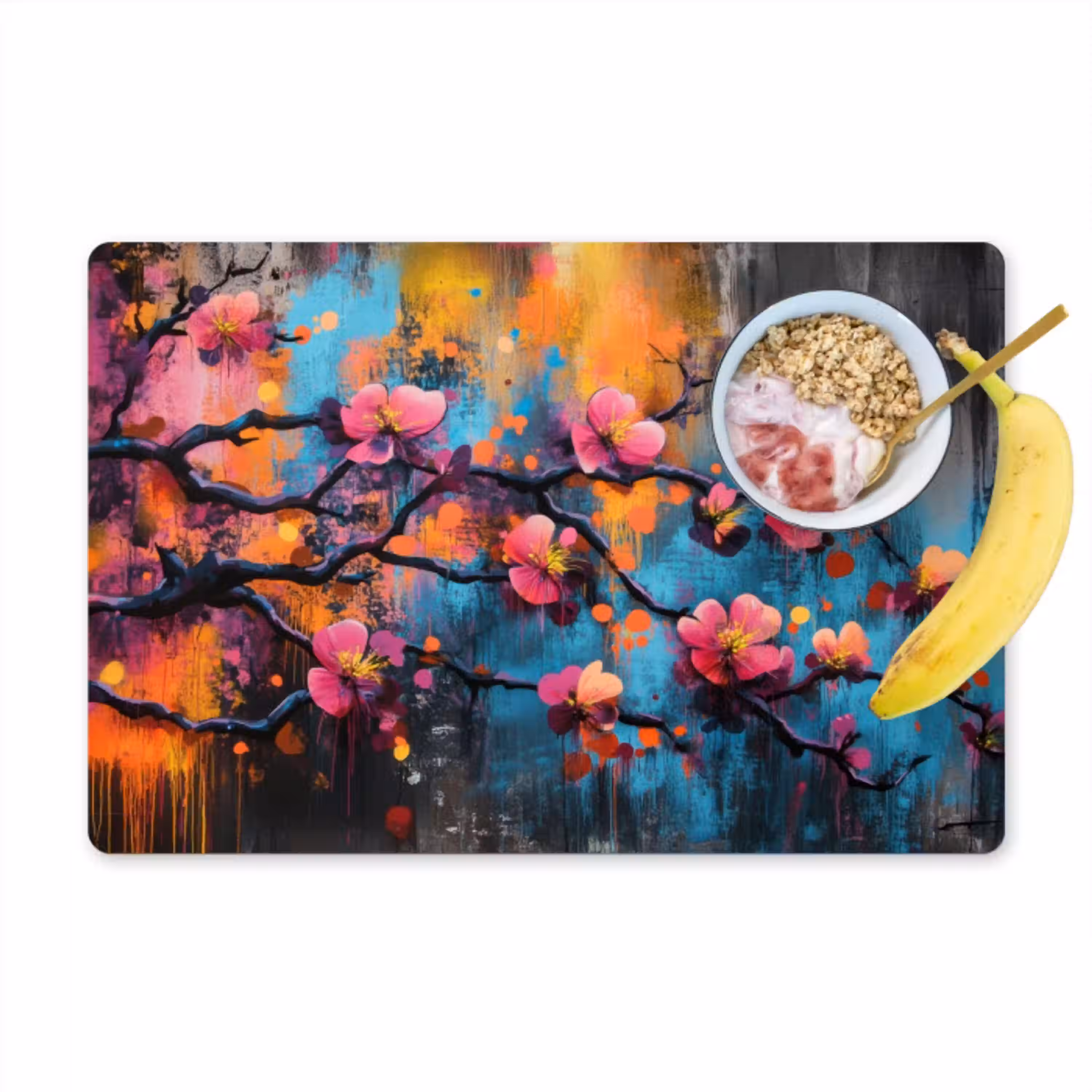 Bloemen - Tak - Abstract - Roze Placemat vinyl groot -zzzproduct_Kitchenyeah-website