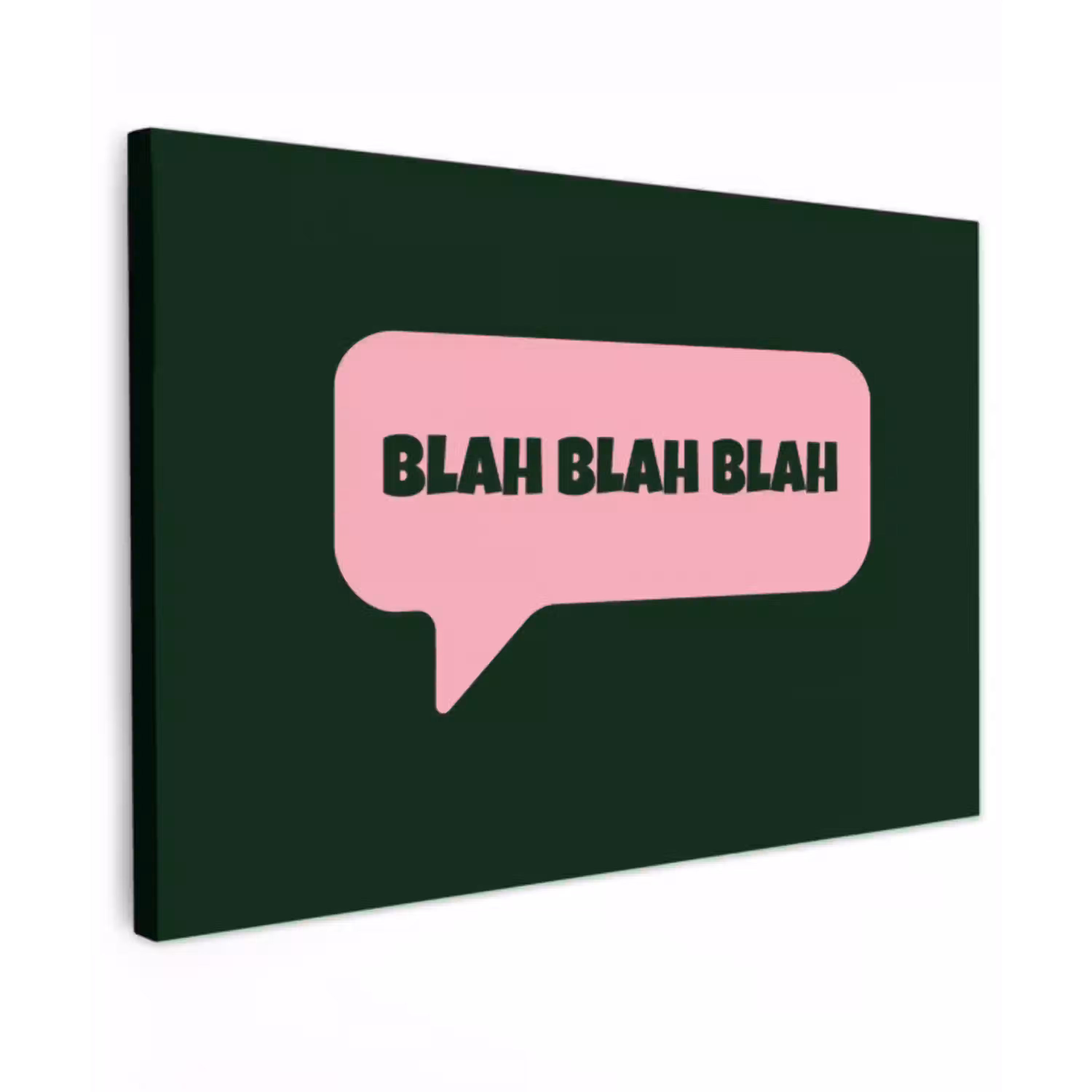 Tekstwolk - BLAH BLAH BLAH - Roze canvas 2cm klein -z3d