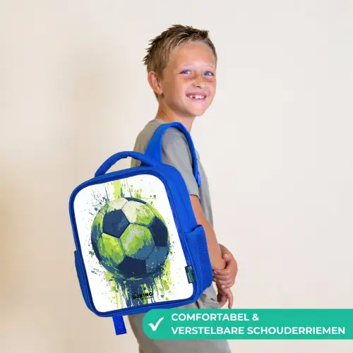 Voetbal - Verf - Groen - Blauw Kinderrugzak - Blauw middel -sfeer3_NL