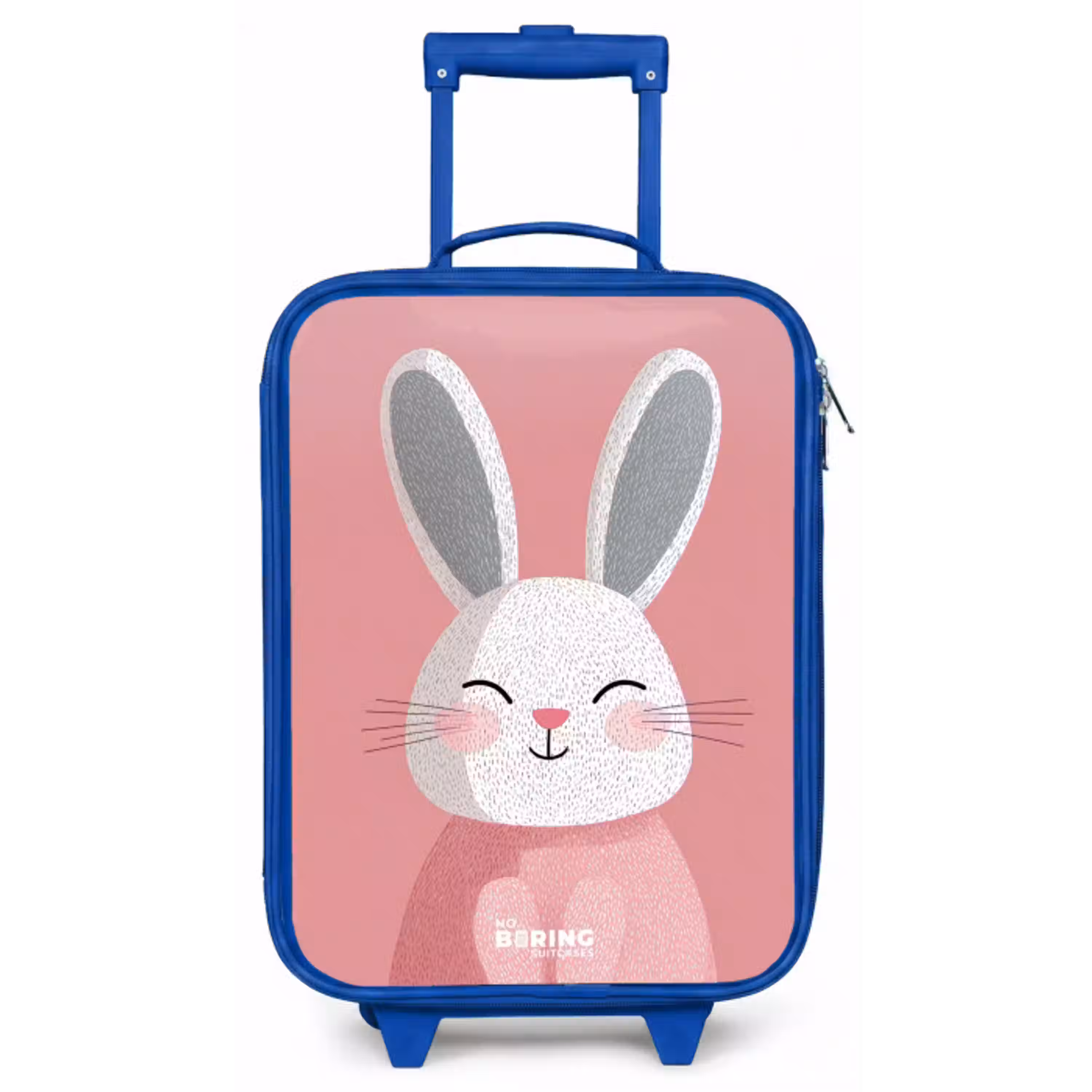 Roze - Konijn - Glimlach - Illustratie Kinderkoffer - Blauw klein -zz3dotto