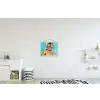 Bloemen - Vrouw - Zonnebril - Blauw textielposter latten blank klein -kinderkamer