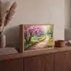 Watercolor - Natuur - Bomen - Kunst - Bloemen Light Box met batterij (Wandlamp) middel -sfeer2