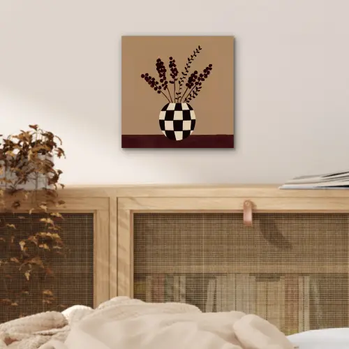Minimalistisch - Vaas - Bloemen - Bruin aluminium wit klein -sfeer3