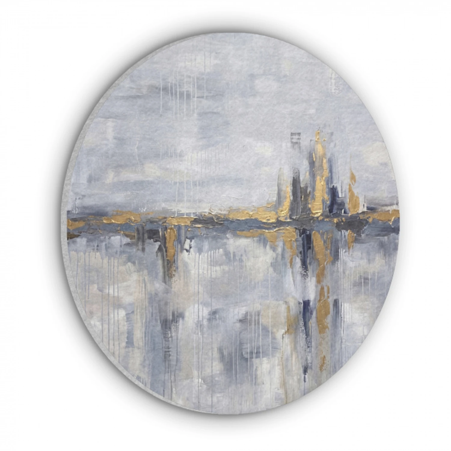 Abstract - Structuur - Goud - Grijs - Modern Akoestische PET Vilt - Rond klein -3d