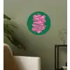 Abstract - Pink - Lijnen - Groen Wandcirkel behangsticker klein -sfeer2