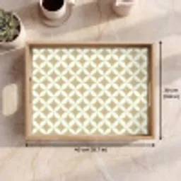 Symmetrisch - Motief - Beige Dienblad Rechthoek middel 911 -USP_FormaatEN