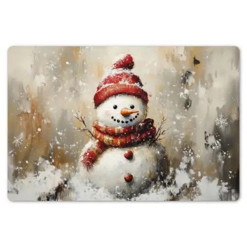 Sneeuwpop - Winter - Sneeuw - Beige Placemat vinyl groot -zzsfeer1_Kitchenyeah-website
