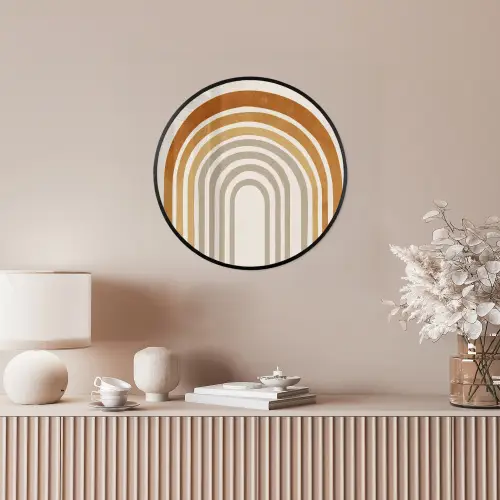 Minimalistisch - Boog - Lijnen - Beige Fotolijst rond zonder passe partout klein -sfeer3