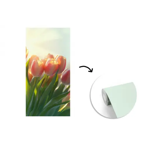 Tulpen - Roze - Zonnestralen fotobehang vinyl groot -3d