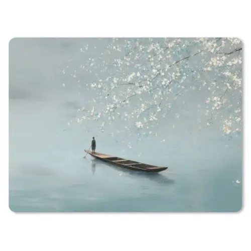 Bloesems - Minimalistisch - Wateroppervlak - Boot muismat rubber klein -3d
