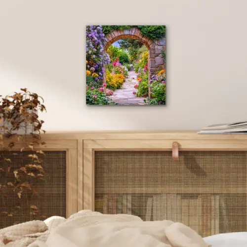 Doorkijk - Bloemen - Pad - Natuur aluminium wit klein -sfeer3