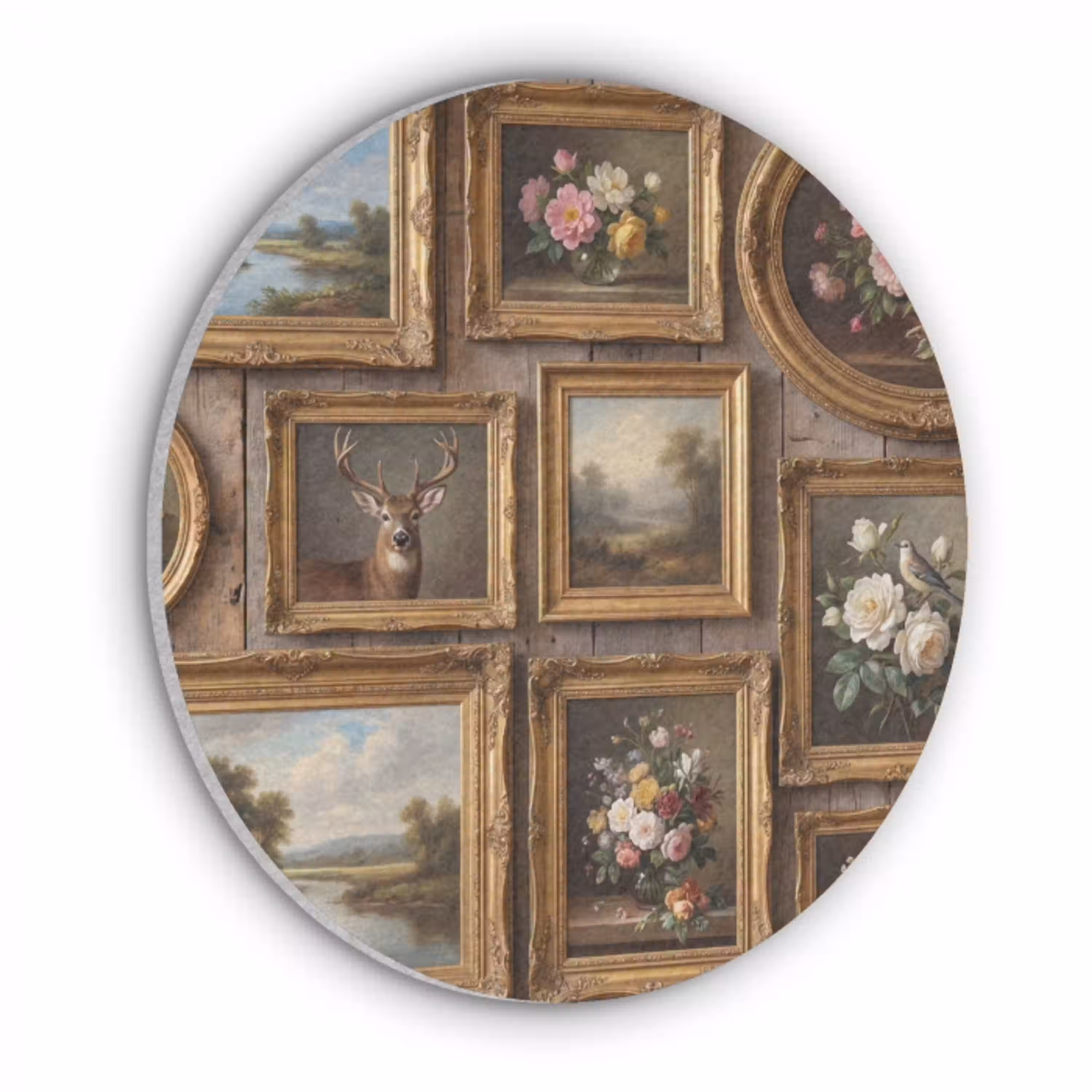 Bloemen - Rozen - Klassiek - Vaas - Kleurrijk Akoestische PET Vilt - Rond klein -3d