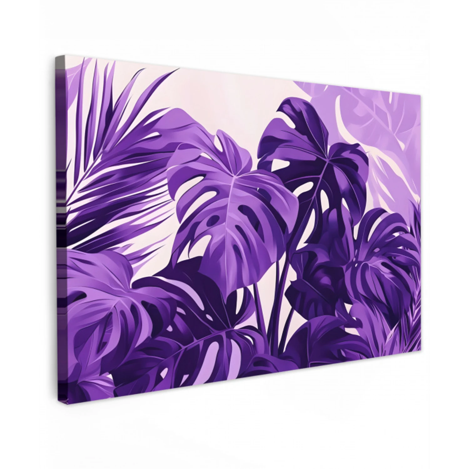 Bladeren - Paars - Tropisch - Abstract Tuinposter op houten frame 2 cm dik klein -3d