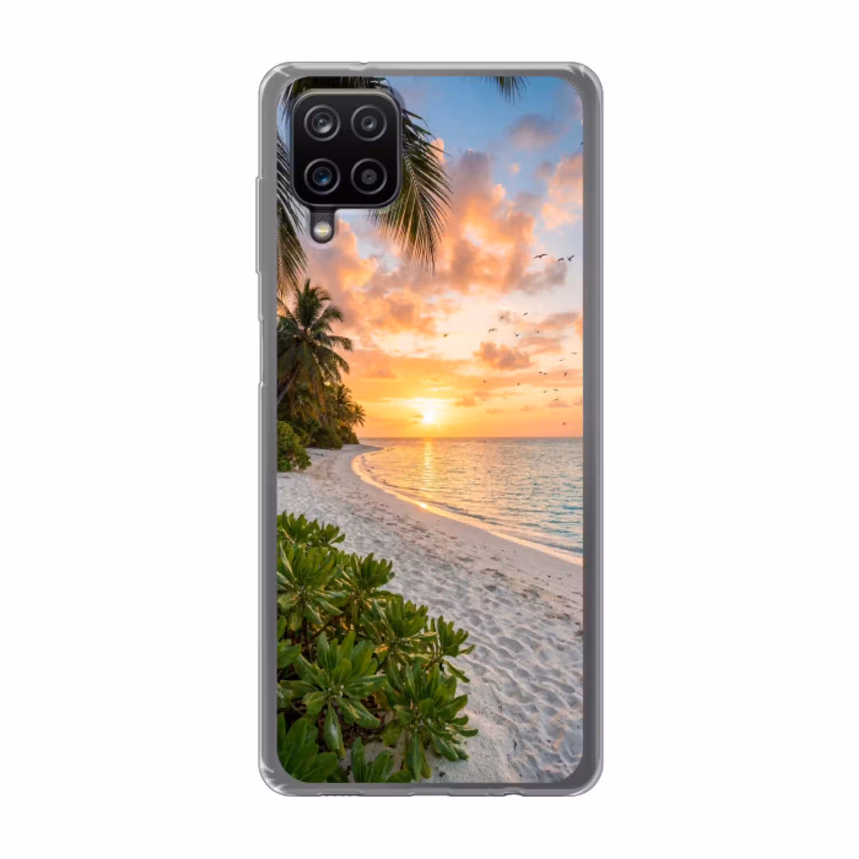 Strand - Zonsondergang - Palmbomen - Tropisch - Natuur Telefoonhoesje Samsung Galaxy A12 klein -3d